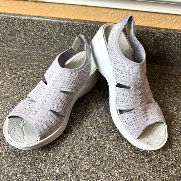 Bzees Womens 9M Lt Purple Fabric Comfort Casual Sandal Sling Back Wedge Open Toe - Picture 4 of 11